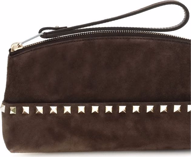 Valentino Garavani Brown Suede Leather Handbag
