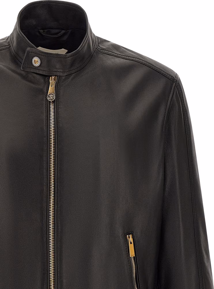 Versace Black Lamb Leather Leather Jacket