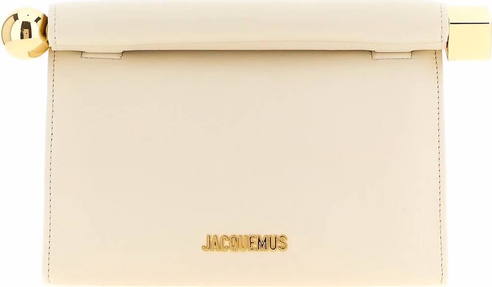 Jacquemus White Lamb Leather Clutch Bag