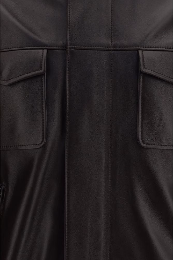 Dolce & Gabbana Brown Lamb Ovis Aries Aries Leather Jacket
