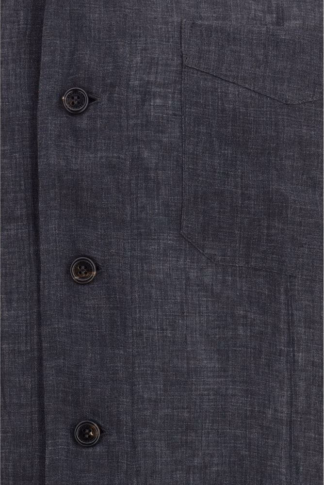 Brunello Cucinelli Gray Linen Dress Shirt