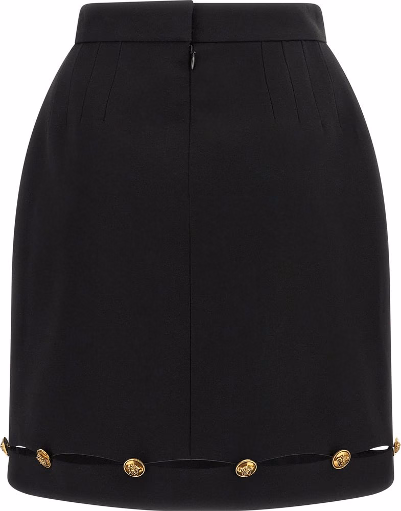 Versace Black Virgin Wool Long Skirt