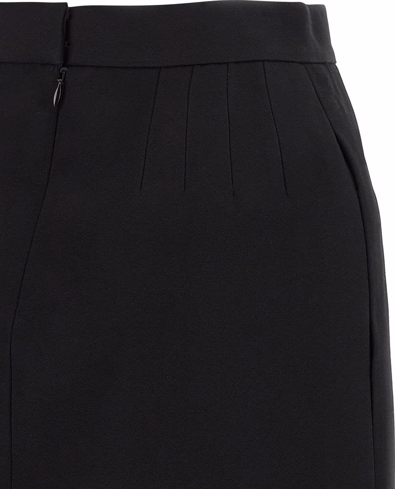 Versace Black Virgin Wool Long Skirt