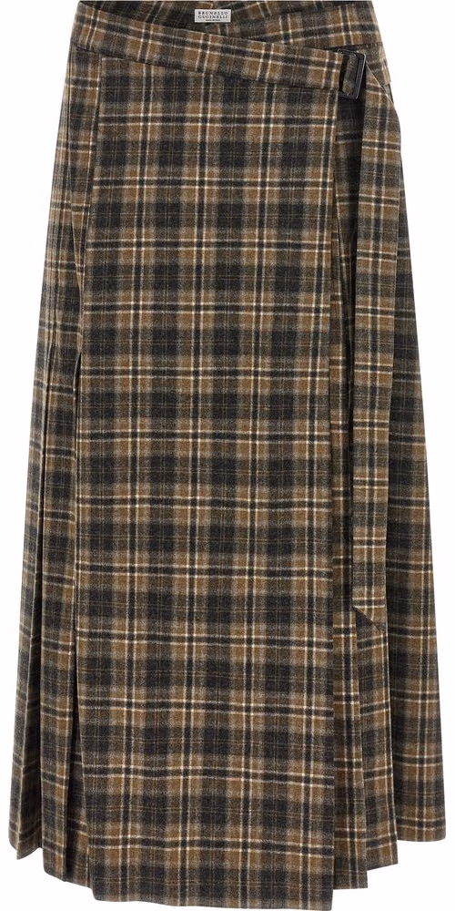 Brunello Cucinelli Brown Virgin Wool Mini Skirt