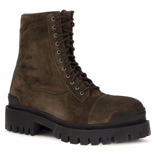 Balenciaga Bicolor Calf Leather Bos Taurus Lace-Up Boots
