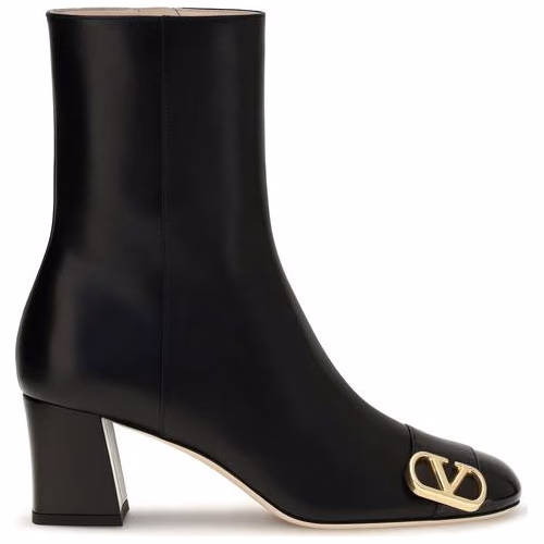 Valentino Garavani Black Calf Leather Bos Taurus Ankle Boots