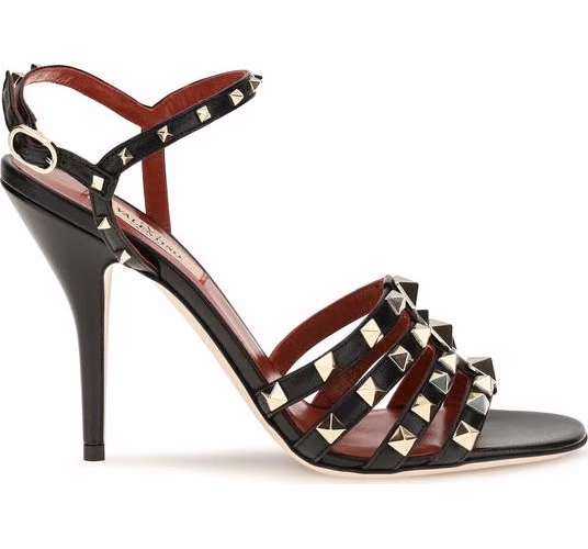 Valentino Garavani Black Goatskin Stiletto Heel Sandals