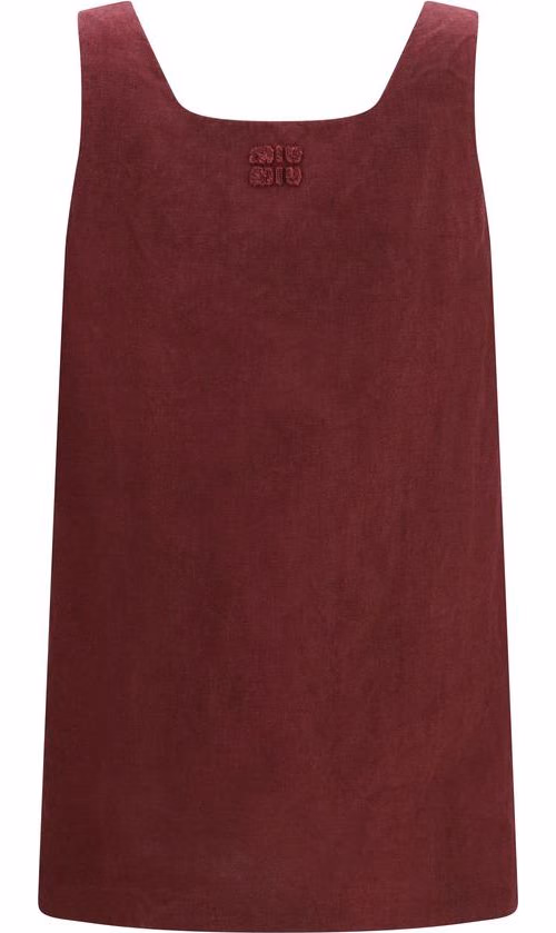 Miu Miu Bordeaux Linen Casual Dress