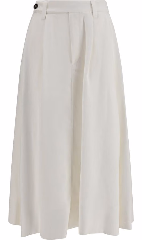 Brunello Cucinelli White Viscose Long Skirt