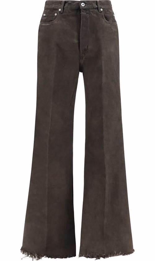 Rick Owens Bicolor Cotton Flared Jeans