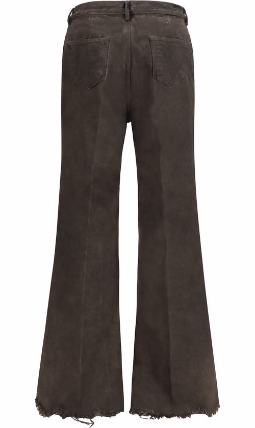 Rick Owens Bicolor Cotton Flared Jeans