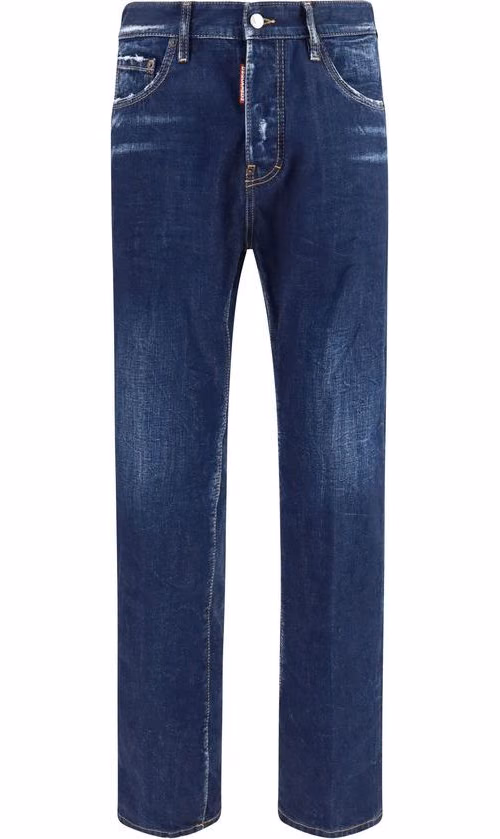 Dsquared² Blue Cotton Straight-Leg Jeans