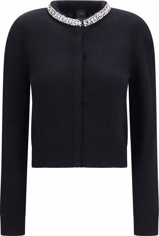 PINKO Black Wool Oves Aries Cardigan
