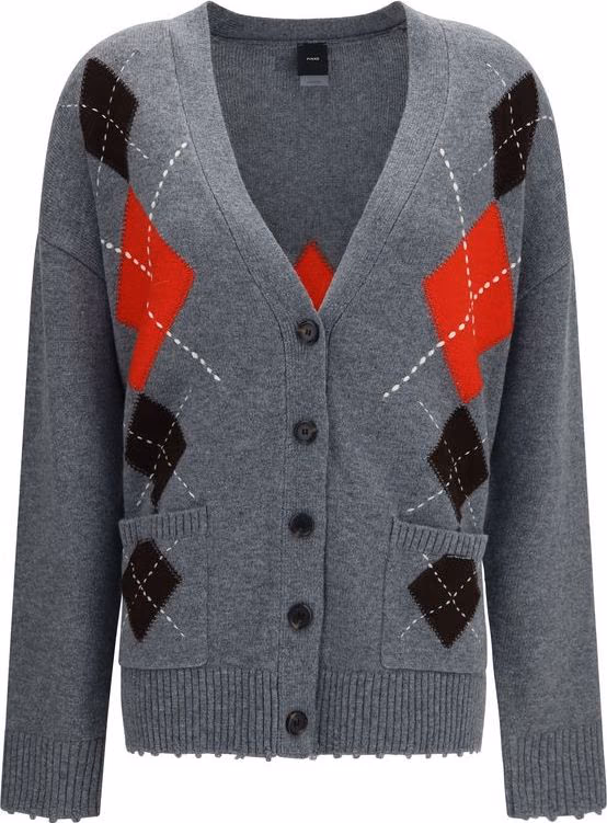 PINKO Gray Wool Oves Aries Cardigan
