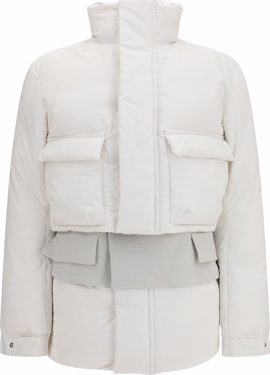 Sacai White Polyester Full-Length Jacket