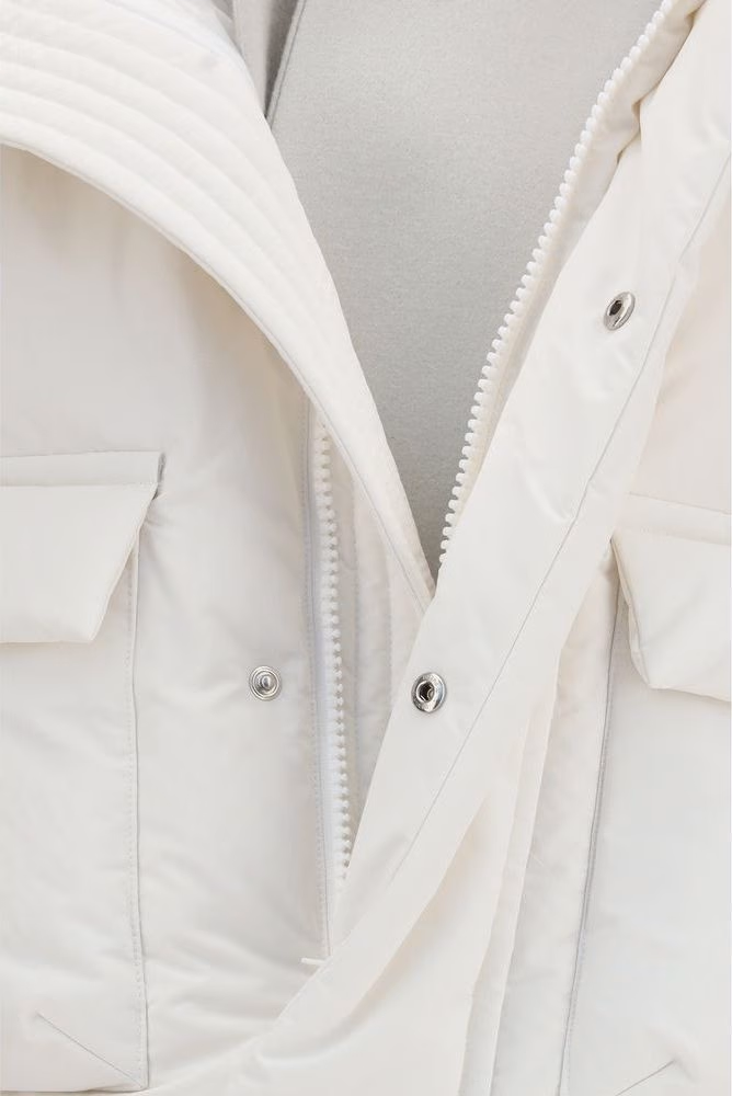 Sacai White Polyester Full-Length Jacket