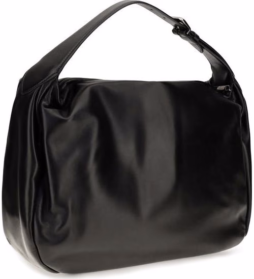 Brunello Cucinelli Black Calf Leather Bos Taurus Shoulder Bag