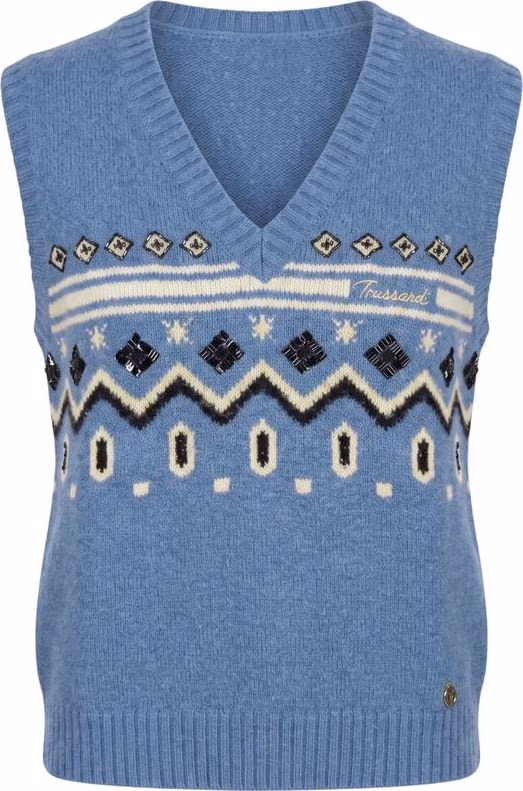 Trussardi Jeans Blue Nylon Women Sweater Vest