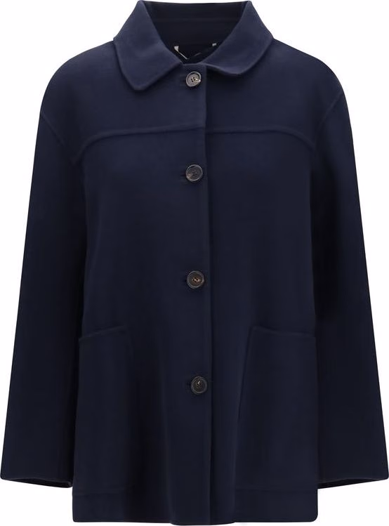 'S Max Mara Blue Wool Oves Aries Coat