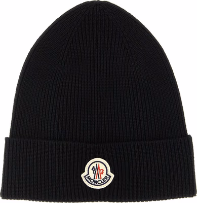 Black Virgin Wool Beanie