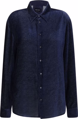 Blue Silk Dress Shirt