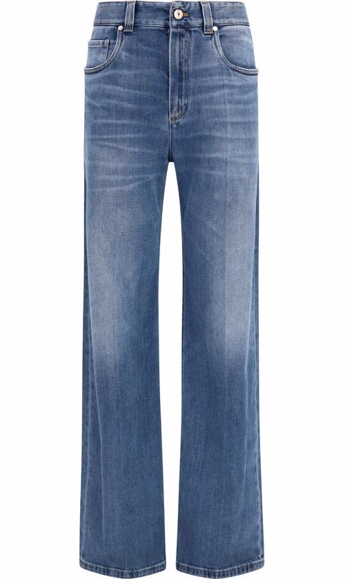 Brunello Cucinelli Blue Cotton Relaxed Fit Jeans