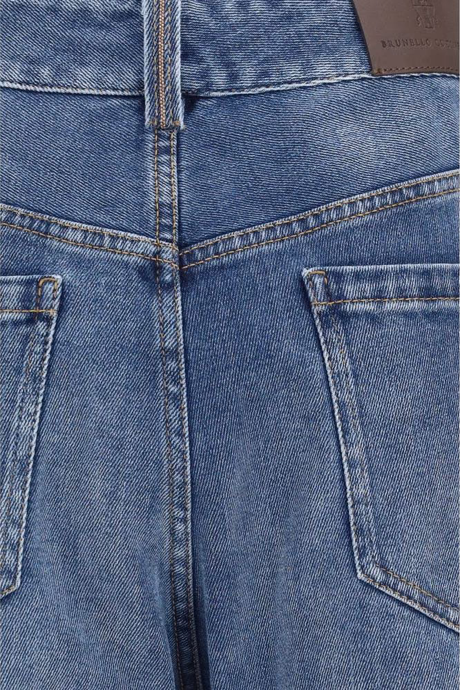 Brunello Cucinelli Blue Cotton Relaxed Fit Jeans
