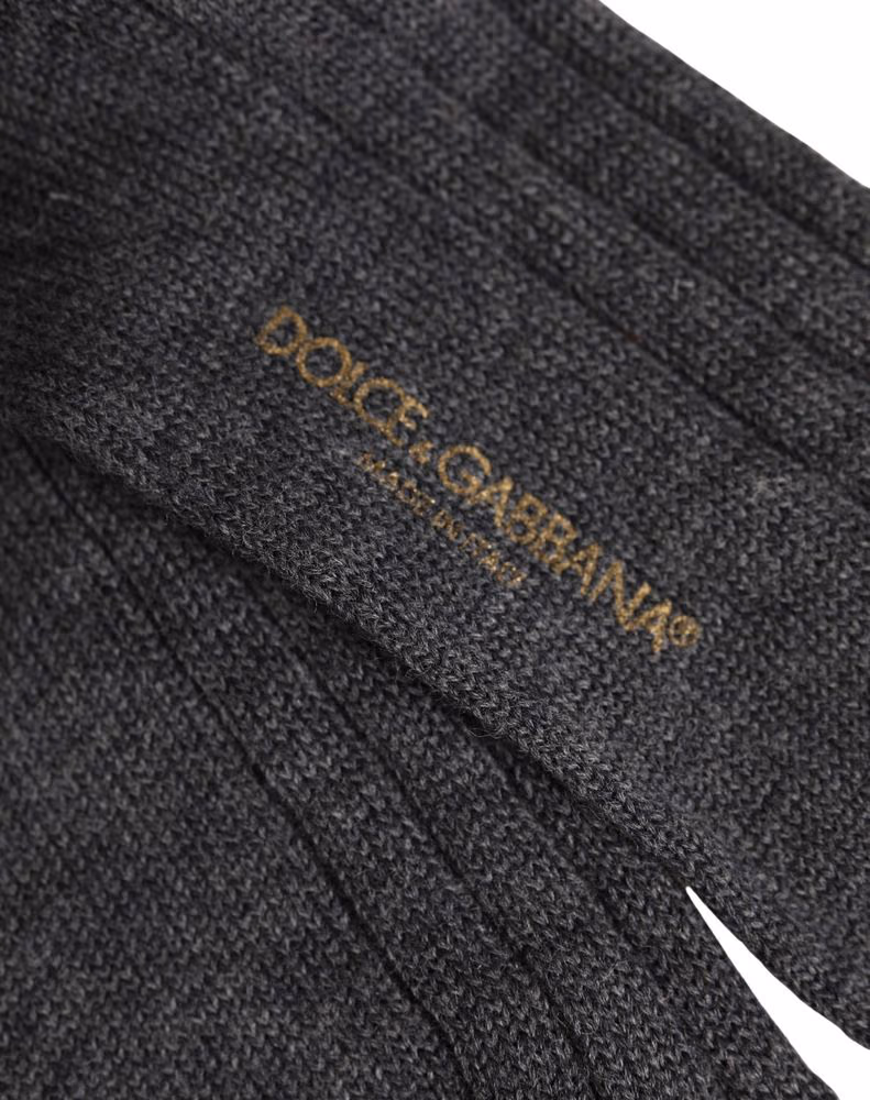 Dolce & Gabbana Gray Wool Blend Over The Calf Accessory Socks