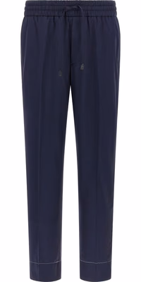 Blue Wool Casual Pants