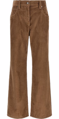 Brown Cotton Casual Pants