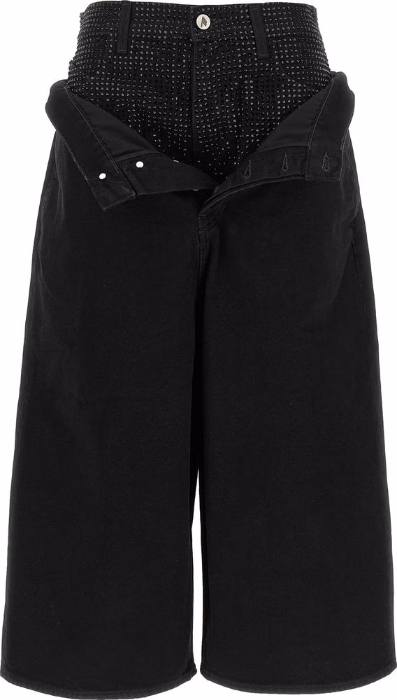 The Attico Black Cotton Cropped Jeans
