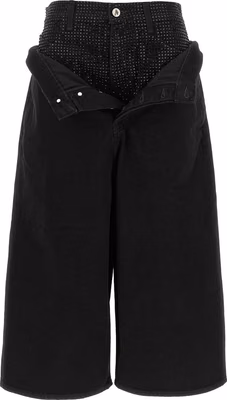 Black Cotton Cropped Jeans