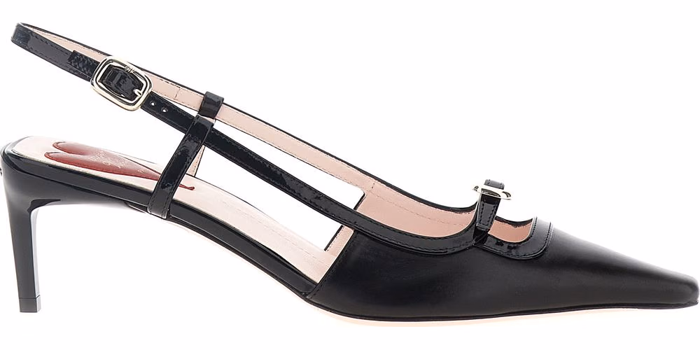 Roger Vivier Black Calfskin Mid Heel Pumps