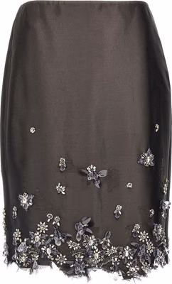 Gray Silk Midi Skirt