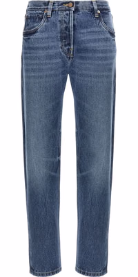 Blue Cotton Straight-Leg Jeans