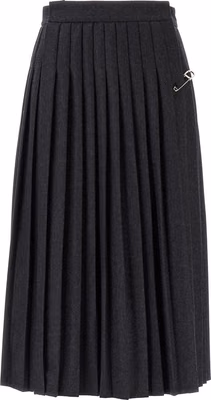 Gray Virgin Wool Midi Skirt