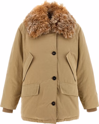 Beige Cotton Full-Length Jacket