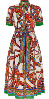Multicolor Cotton Midi Dress