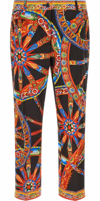 Multicolor Cotton Casual Pants