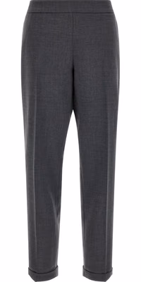 Gray Polyester Cropped Pants