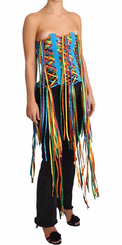 Dolce & Gabbana Multicolor Strings Bustier Polyester Corset  Top