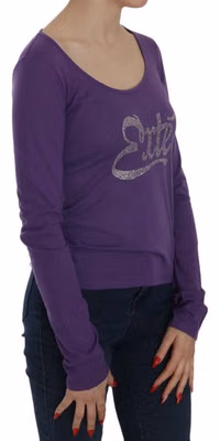 Purple Crystal Embellished Long Sleeve Casual Top