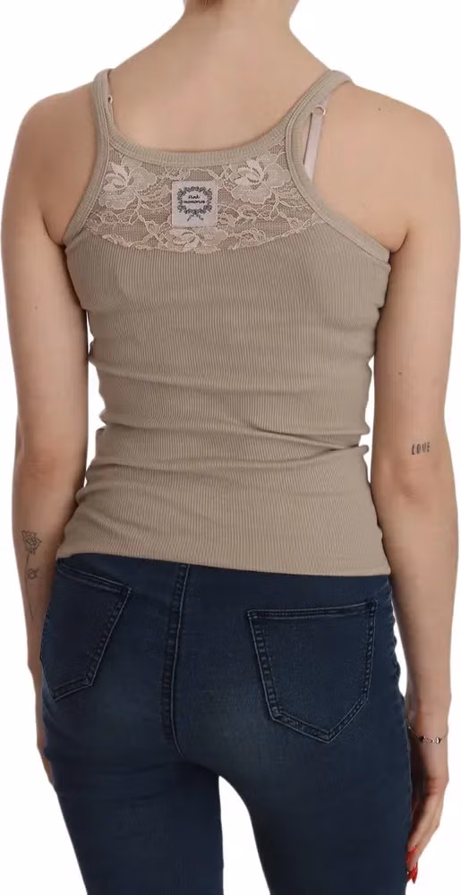 PINK MEMORIES Brown Sleeveless Spaghetti Strap Top Blouse