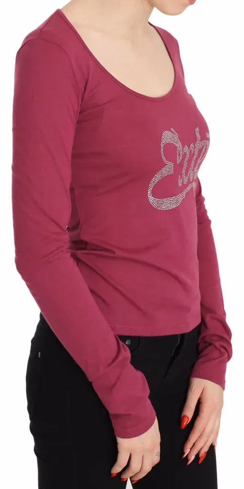 Exte Pink Exte Crystal Embellished Long Sleeve Top