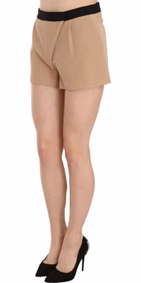 Shorts Beige Cotton Mid Waist Mini Short