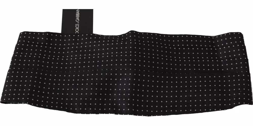 Dolce & Gabbana Dark Gray Dotted Waist Belt Silk Cummerbund