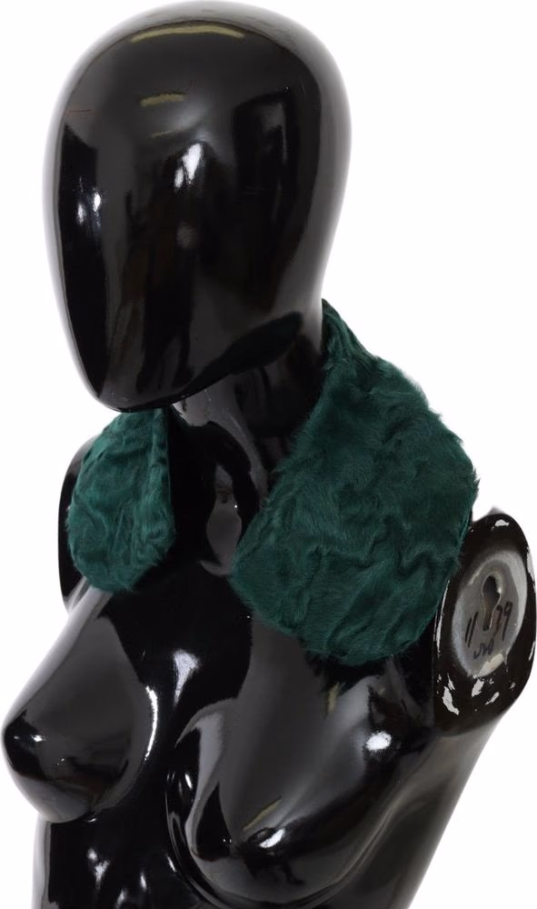 Dolce & Gabbana Green Fur Shoulder Collar Wrap Lambskin Scarf