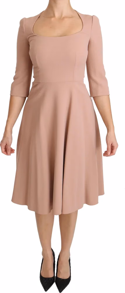 Dolce & Gabbana Pink 3/4 Sleeves A-line Viscose Dress