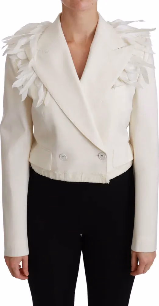 Dolce & Gabbana White Double Breasted Coat Wool Jacket