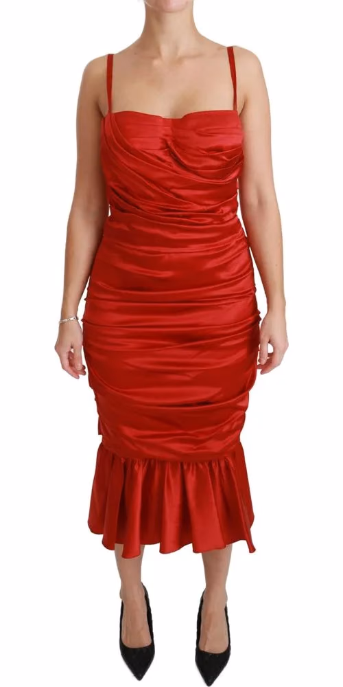 Dolce & Gabbana Red Silk Stretch Mermaid Bodycon Dress